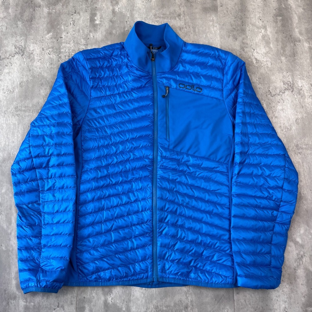 Odlo Helium Cocoon Midlayer Jacket Mens Large Blue Outdoor Gorpcore Hiking Camp